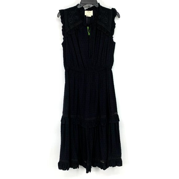 Kate Spade Dress Black Swiss Dot Sleeveless Midi Tie Neck NWT - Picture 4 of 12